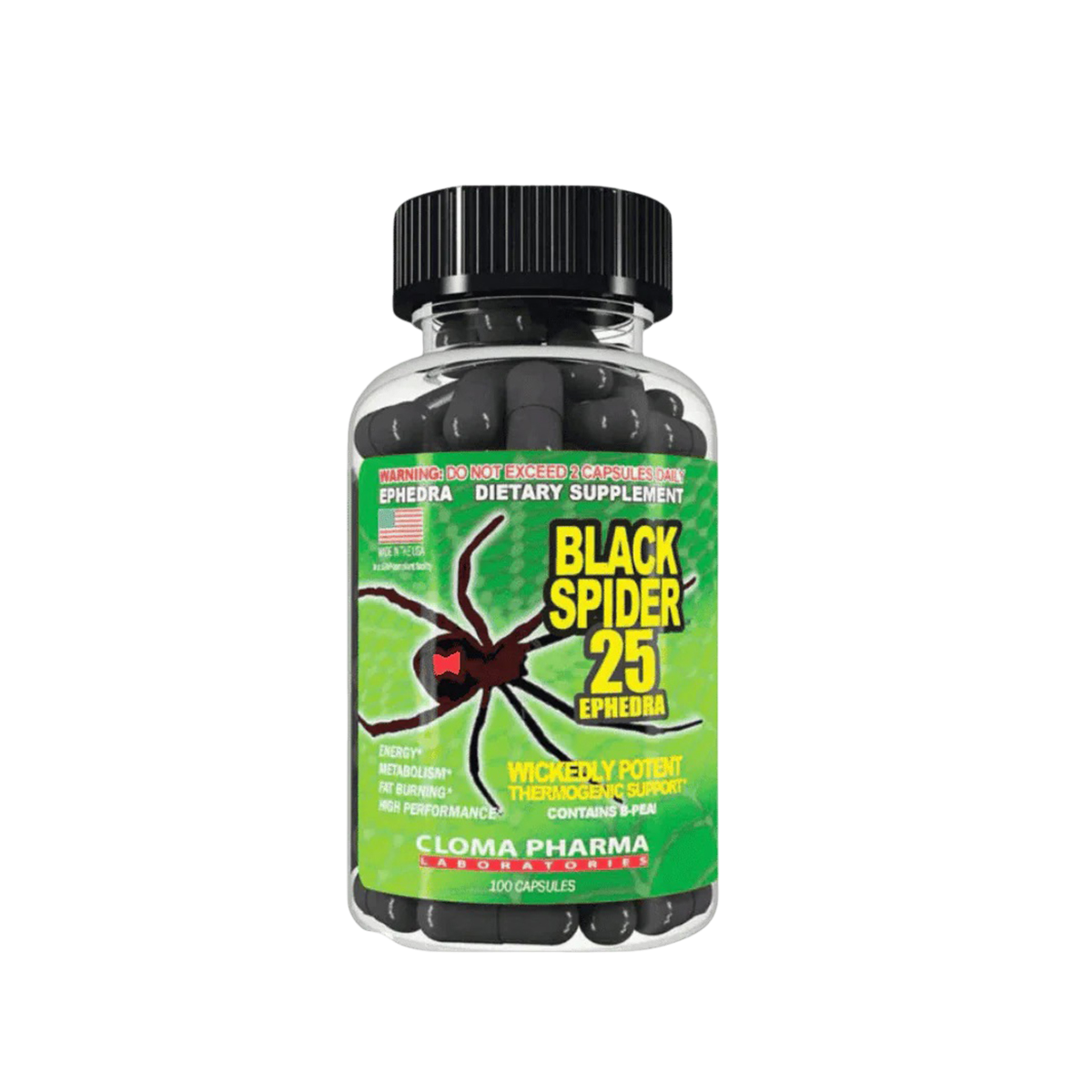 Cloma Pharma Black Spider 100 Capsules – Premium Fat Burner